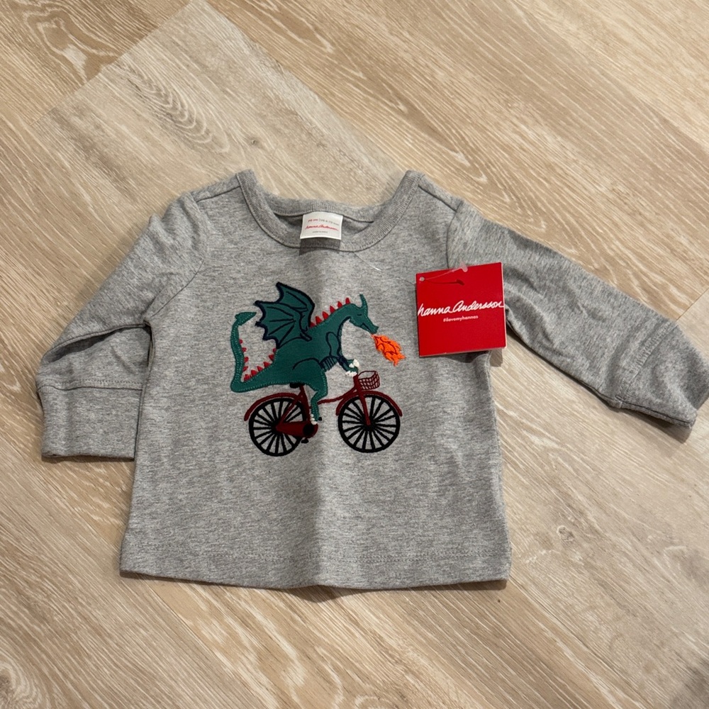 Hanna Andersson Gray Tee with Dragon Design